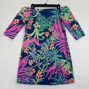 Lilly‎ Pulitzer Laurana Off Shoulder Dress Medium Floral Colorful Print READ